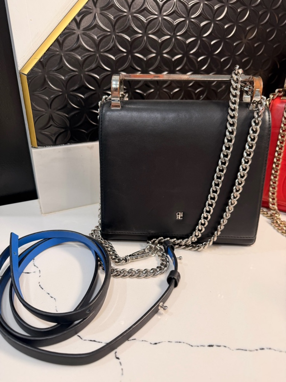 Authentic Carolina Herrera black chain bag